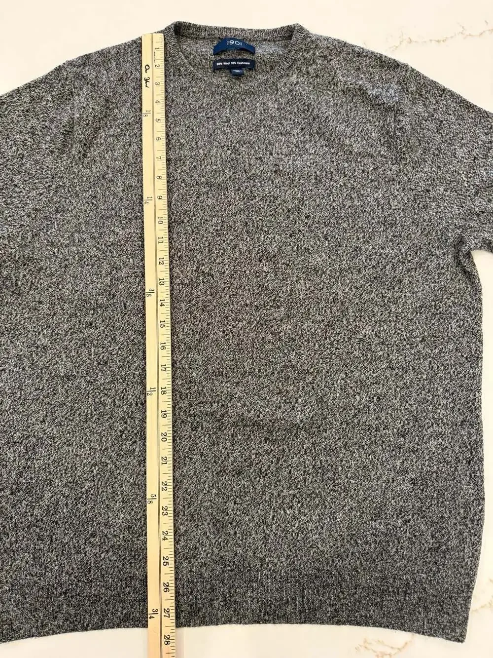 1901 Men's Gray Marled 90% Wool 10% Cashmere Crewneck Sweater
